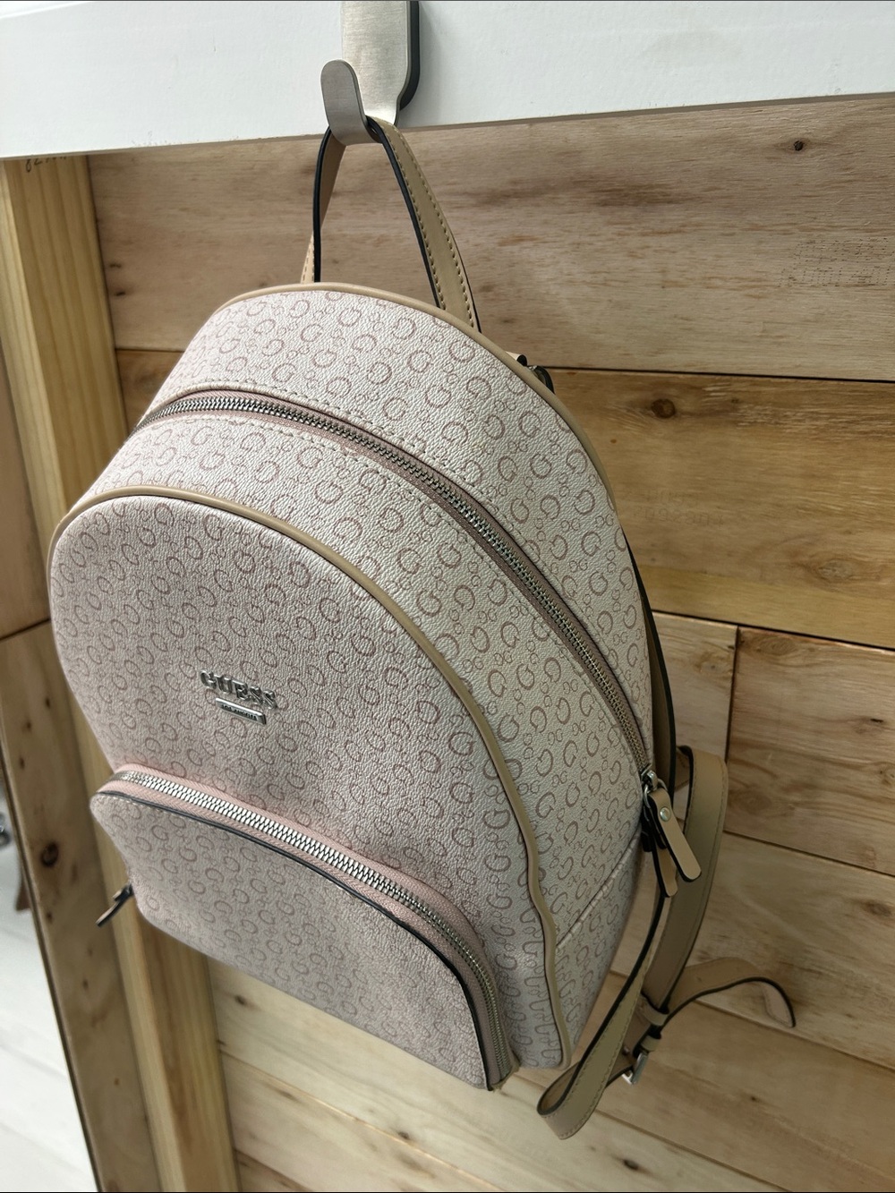Guess Pale Pink Monogram Logo Backpack - Picture 4 of 8